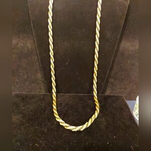 Trifari Beaded Black Gold Twist Necklace 30 " EUC VTG